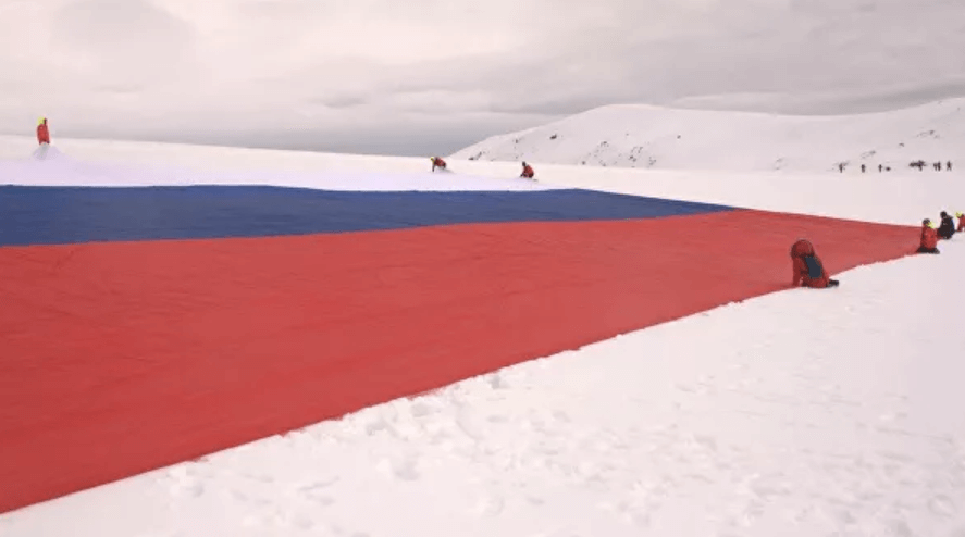Russian flag in Antarctica