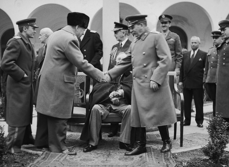 Churchill greets Stalin