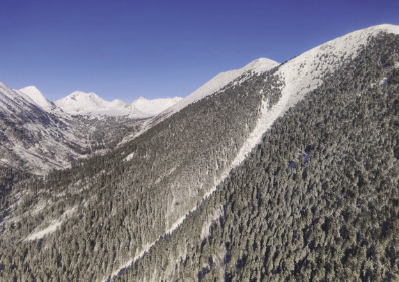 Mountains covered with snow.