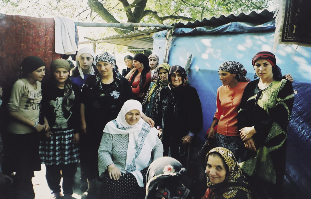 Group of women at a refugee camp.