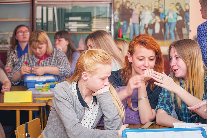 Kids in a Russian classroom.