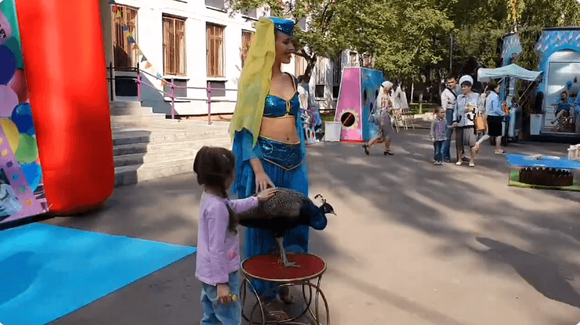 Peacock and belly dancer at Russian elections