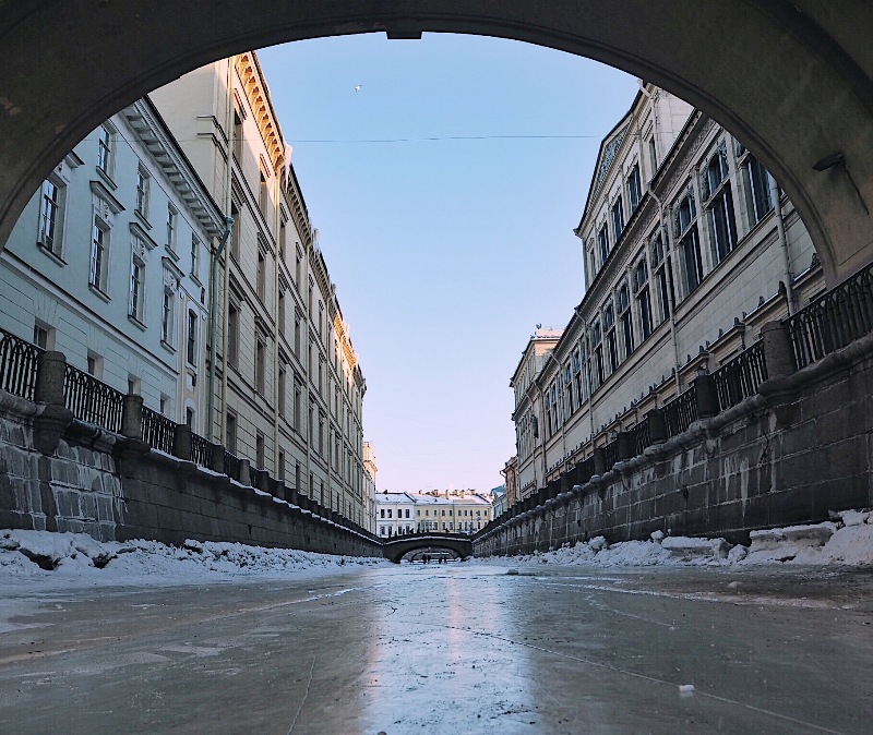 Winter canal in St. Petersburg