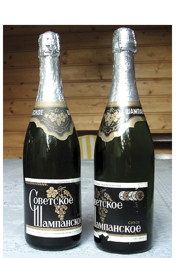 Two bottles of Soviet champagne