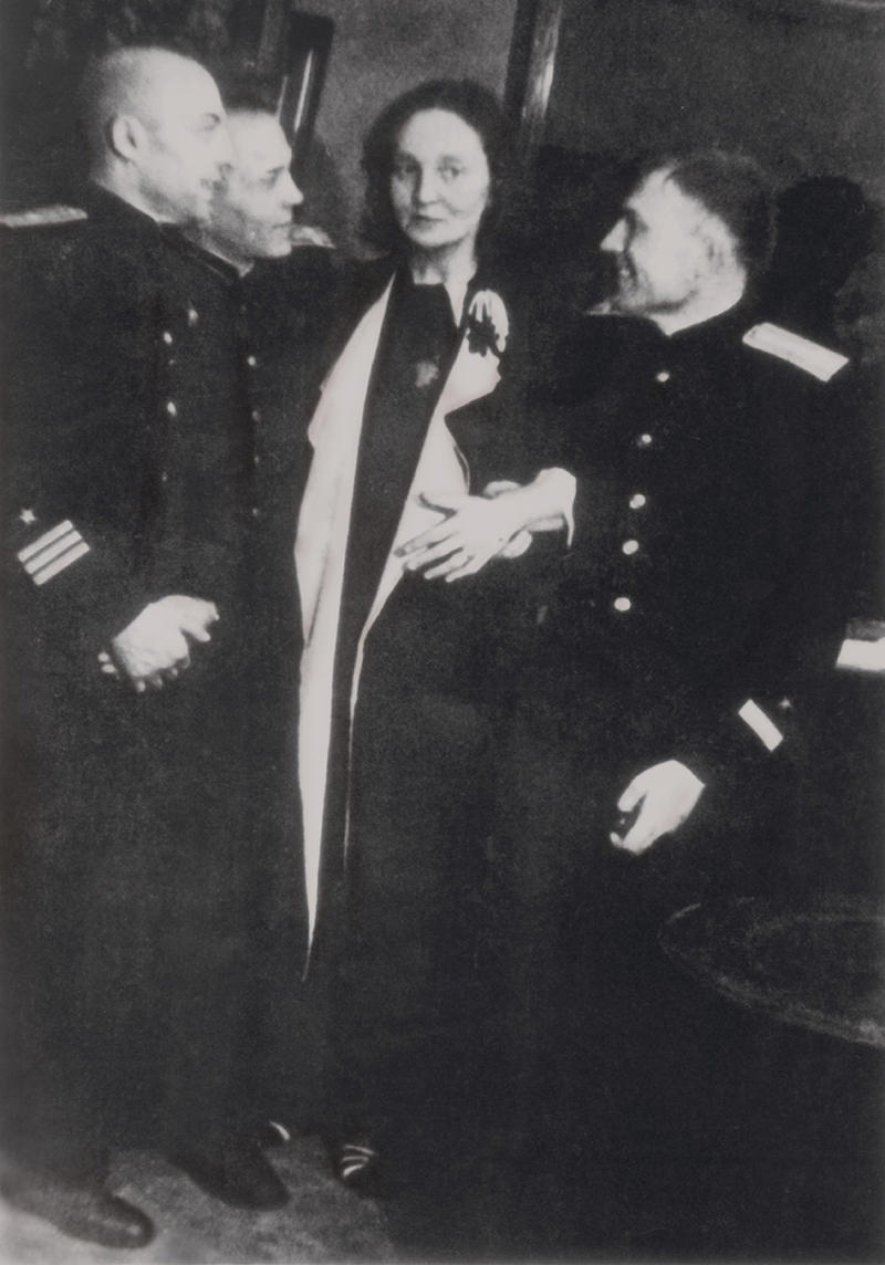 Yudina with two military guys.