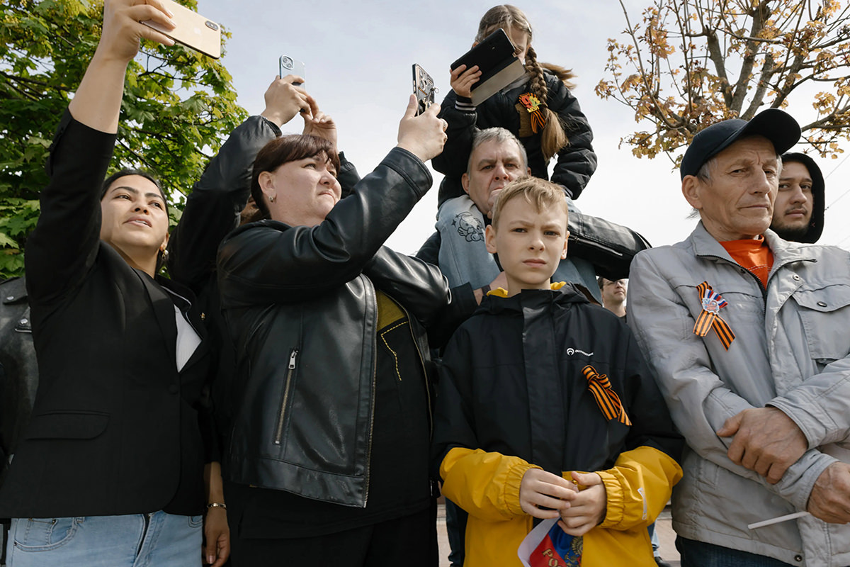 People watching parade in Kaliningrad.