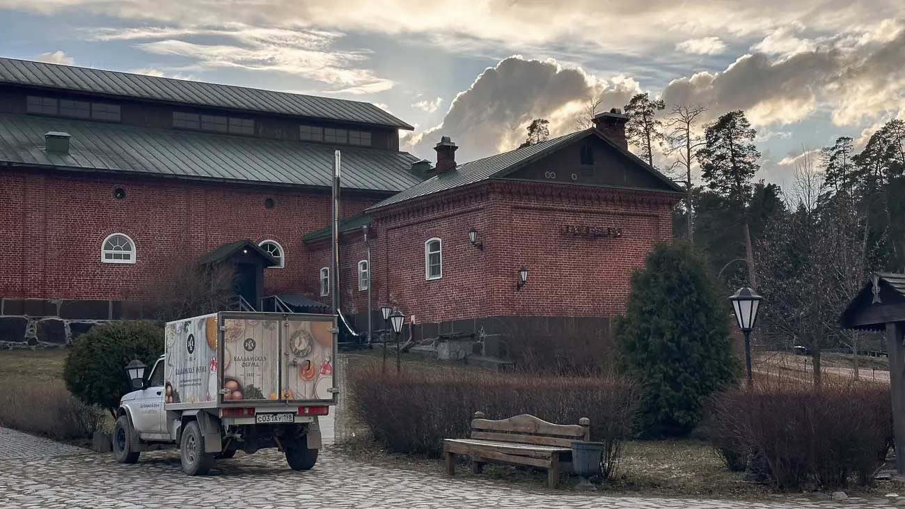 Truck near monastery.