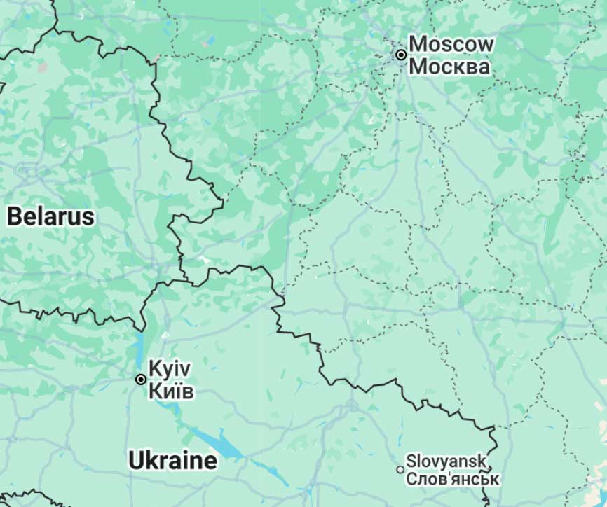 Map of eastern Ukraine.