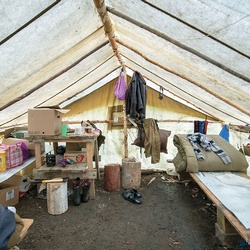 Inside the tent<br>