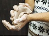 Working the clay.<br>