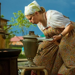 Stoking the samovar